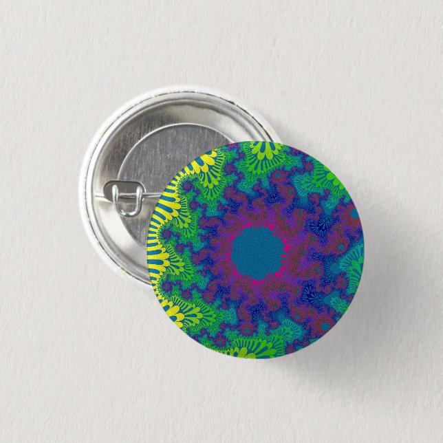 Green Rainbow Sunburst Button (Vorne & Hinten)