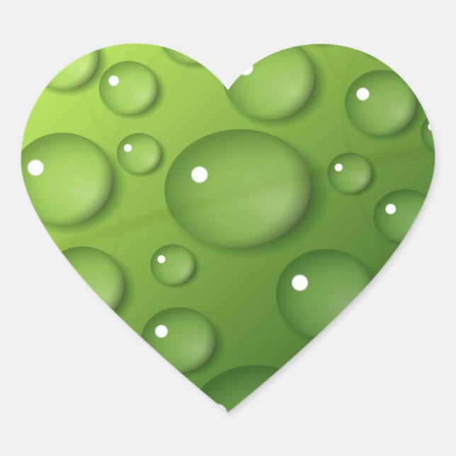 Green Raindrop Muster Herz-Aufkleber (Vorderseite)