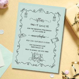 Green Ramadan Bow doodle ramadan iftar invitation Einladung
