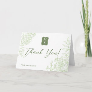 Green Ranunculus Wedding Congratulation Card Karte
