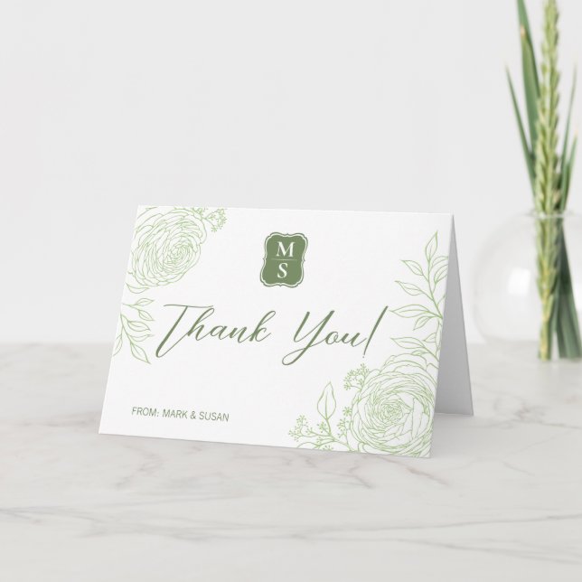 Green Ranunculus Wedding Congratulation Card Karte (Vorderseite)