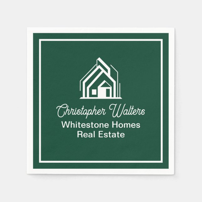 Green Real Estate Company Custom Realtor Party Serviette (Vorderseite)