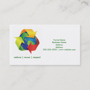Green Recycle Earth Day Green Business Cards Visitenkarte