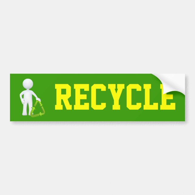 Green Recycle Symbol & Man Autoaufkleber (Vorne)