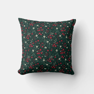Green red and white Christmas flowers Kissen