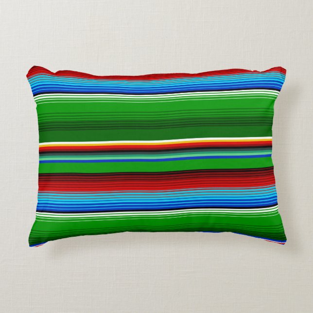 Green Red Blue Mexican Sarape Dekokissen (Vorderseite)