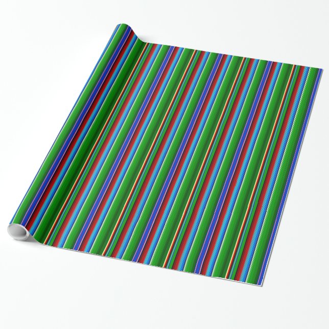 Green Red Blue Mexican Sarape Geschenkpapier (Ungerollt)