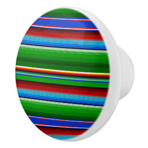 Green Red Blue Mexican Sarape Keramikknauf
