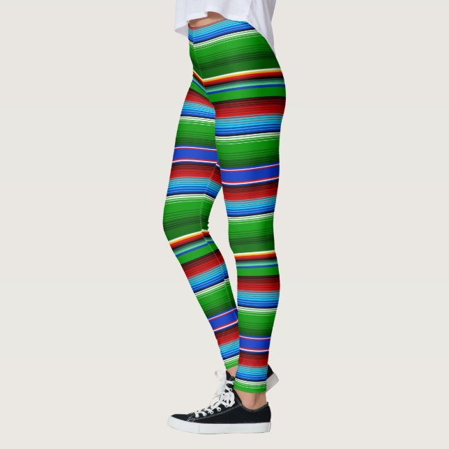 Green Red Blue Mexican Sarape Leggings (Links)