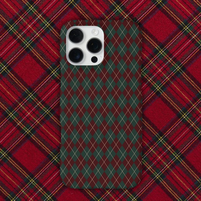 Green & Red Burgundy Argyle Christmas Holiday iPhone 16 Pro Max Hülle (Von Creator hochgeladen)