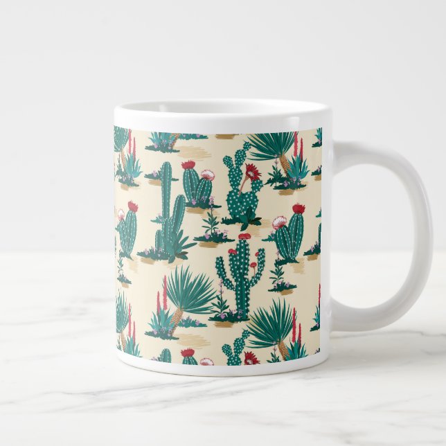 Green & Red Cactus Pattern Jumbo-Tasse (Rechts)