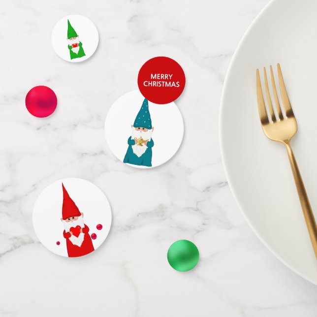 Green & Red Christmas Gnomes Confetti (Groupe)