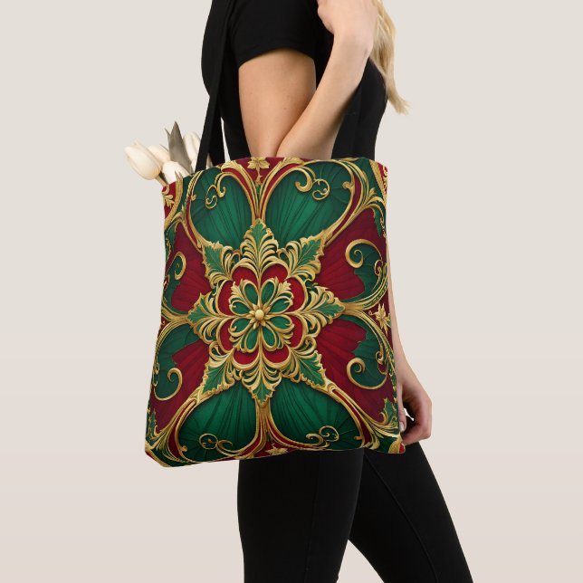 Green Red Christmas Holiday Tote Bag Tasche (Von Nahem)