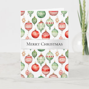 Green Red Christmas Ornaments Karte