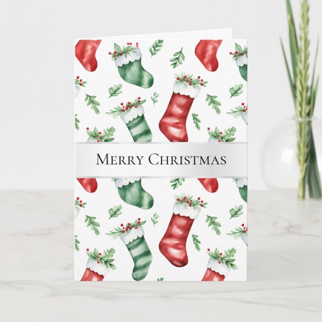 Green Red Christmas Strumpfs Karte (Vorderseite)