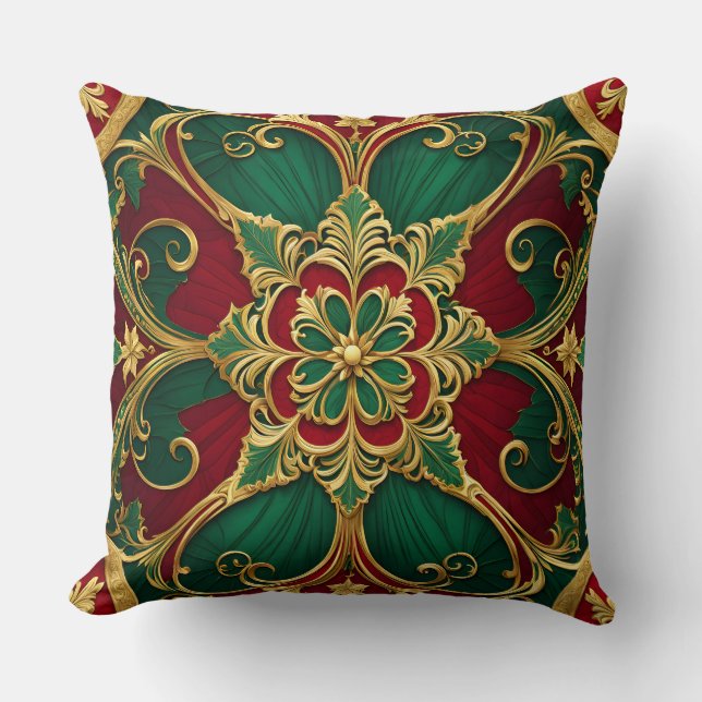 Green Red Christmas Throw Kissen (Vorderseite)
