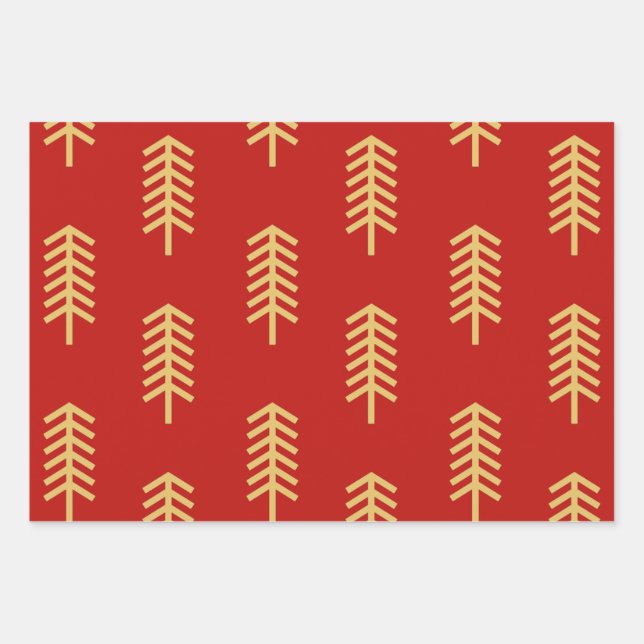 Green Red Christmas Tree Perfektes Weihnachtsgesch Geschenkpapier Set (Vorderseite)