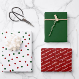 Green Red Confetti Polka Dot Frohe Weihnachten Geschenkpapier Set