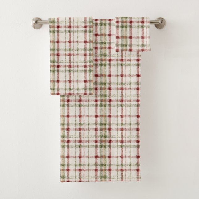 Green Red Cream Stripes  Badhandtuch Set (Insitu)