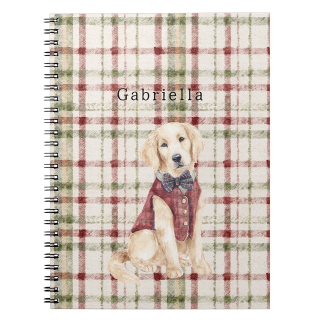 Green Red Cream Stripes Dog Notizblock (Vorderseite)
