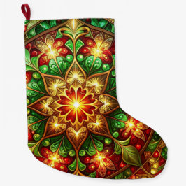 Green Red Decorative Christmas Holiday Stocking Großer Weihnachtsstrumpf