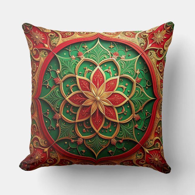 Green Red Decorative Christmas Throw Pillow Kissen (Vorderseite)
