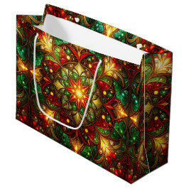 Green Red Decorative Holiday Gift Bag Große Geschenktüte
