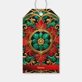 Green Red Decorative Holiday Gift Tag Geschenkanhänger