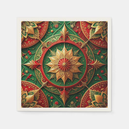 Green Red Decorative Holiday Napkin Serviette
