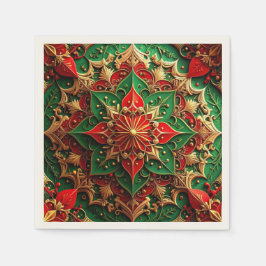 Green Red Decorative Holiday Napkin Serviette