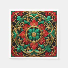 Green Red Decorative Holiday Napkin Serviette