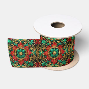 Green Red Decorative Holiday Satin Ribbon Satinband