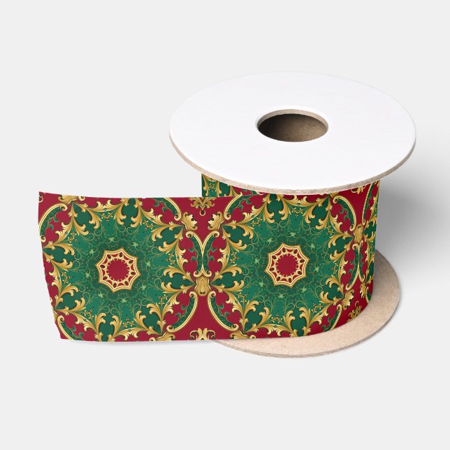 Green Red Decorative Holiday Satin Ribbon Satinband (Spule)
