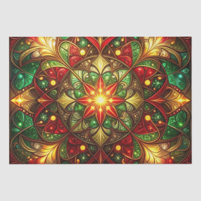 Green Red Decorative Holiday Tissue Paper Seidenpapier (Vorderseite)