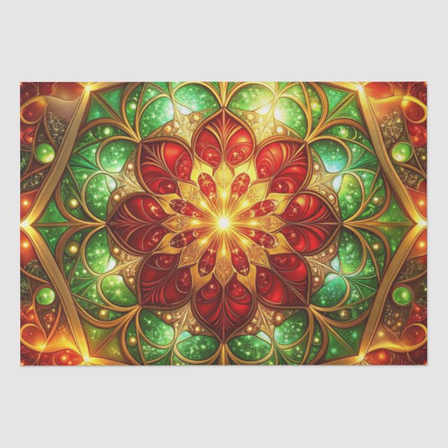 Green Red Decorative Holiday Tissue Paper Seidenpapier (Vorderseite)