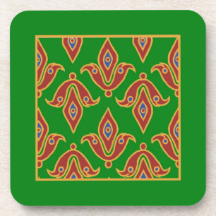 Green, Red, Fleur-de-lys Cork Untersetzer
