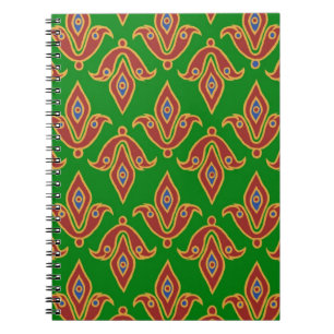 Green, Red, Fleur-de-lys Spiral Notebook Notizblock