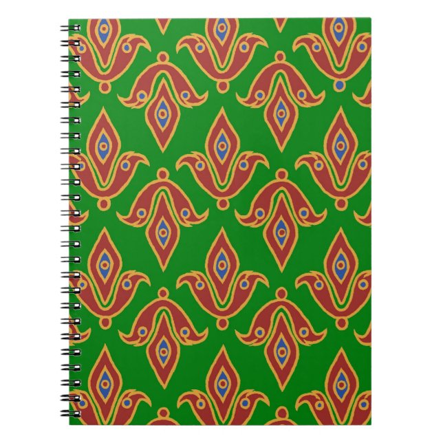 Green, Red, Fleur-de-lys Spiral Notebook Notizblock (Vorderseite)