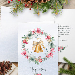 Green Red Gold Bell Snowflake Weihnachtsfeier Feiertagskarte