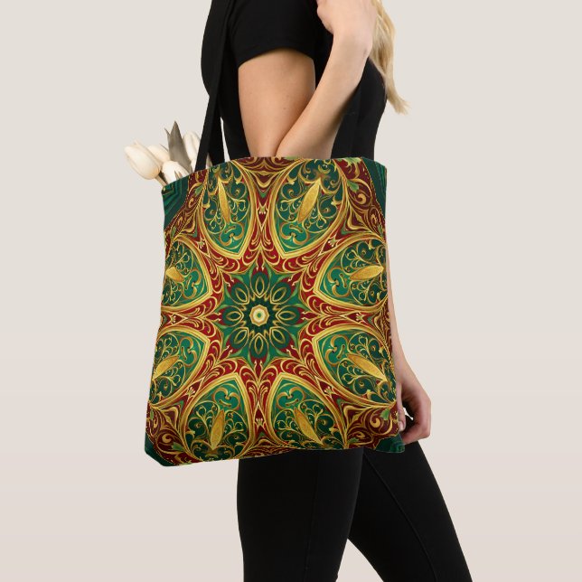 Green Red Gold Decorative Holiday Tote Bag Tasche (Von Nahem)