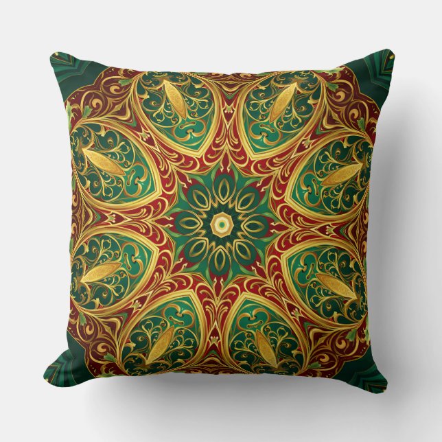 Green Red Gold Decorative Weihnachtskopfkissen Kissen (Vorderseite)