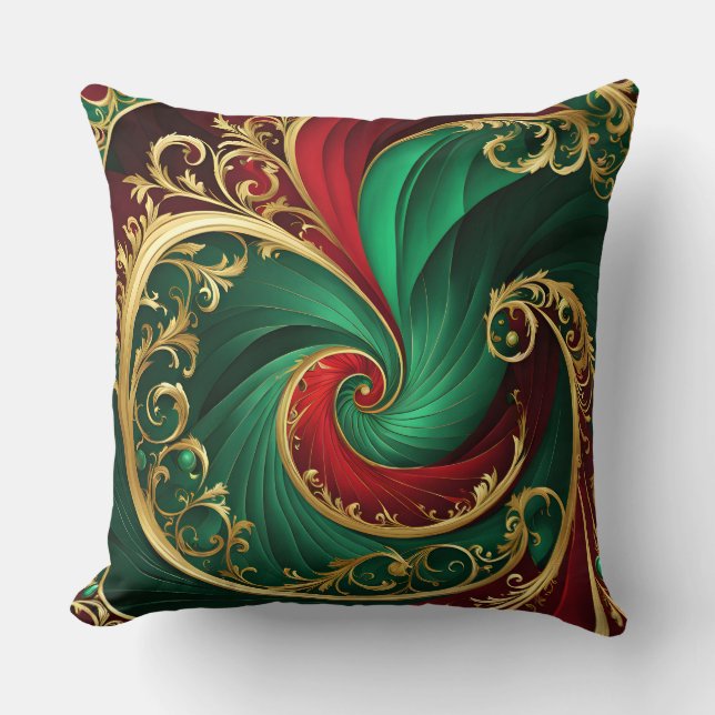 Green Red Gold Decorative Weihnachtskopfkissen Kissen (Vorderseite)