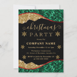 Green Red & Gold Snowflake Company Christmas Party Einladung
