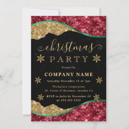 Green Red & Gold Snowflake Company Christmas Party Einladung