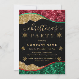 Green Red & Gold Snowflake Company Christmas Party Einladung