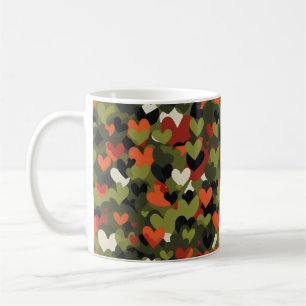 Green Red Heart Pattern Kaffeetasse
