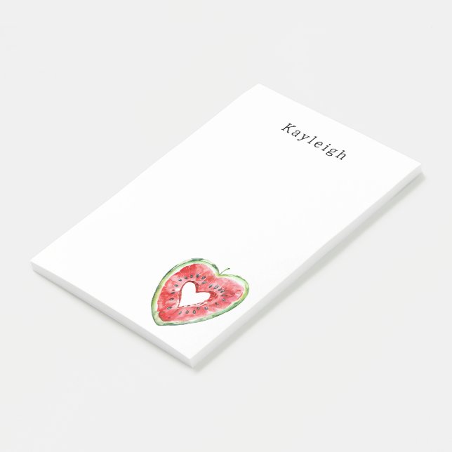 Green Red Heart Watermelon Birthday Post-it Klebezettel (angewinkelt)