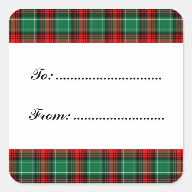 Green Red Holiday Kariert Custom Gift Stickers (Vorderseite)