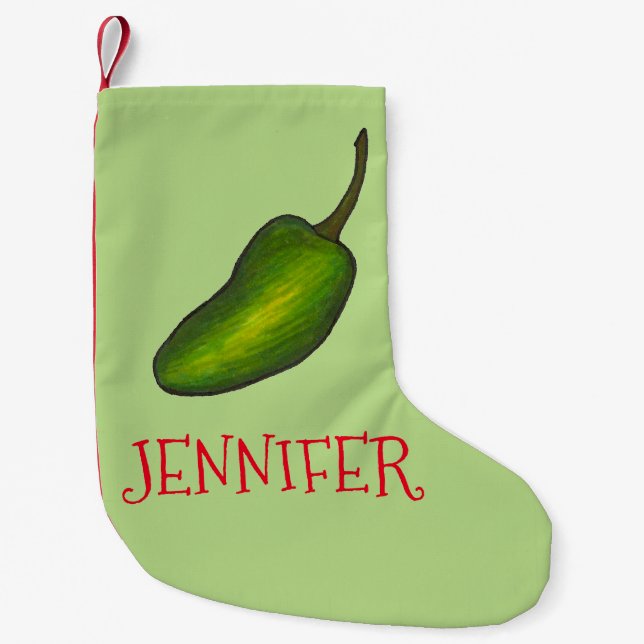 Green Red Hot Jalapeño Pepper Gemüse Veggie Kleiner Weihnachtsstrumpf (Vorderseite)
