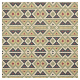 Green Red Ivory Ochre Ethnic Look Stoff